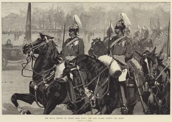 Royal Review of Troops from Egypt, Life Guards pasing Queen